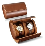 Estuche Para 2 Relojes De Cuero, Clásico, Funda Para Viaje Cuero