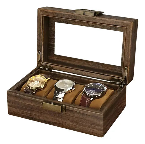 Caja Organizadora Madera Para Relojes 3 Compartimientos