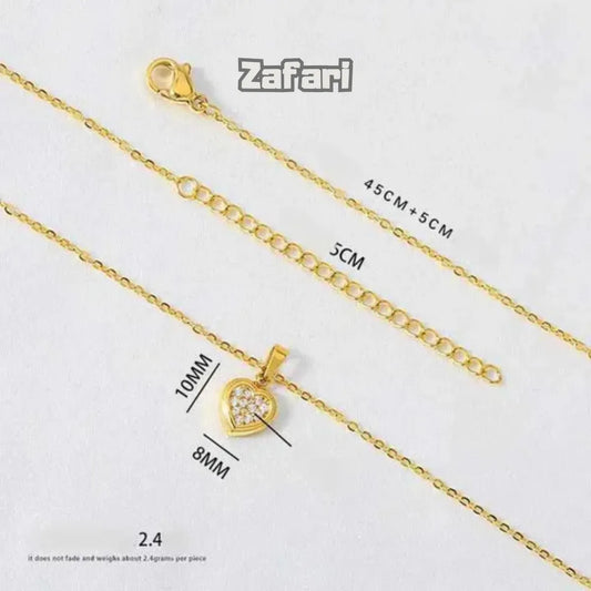 Collar Corazón Brillante Doble Capa Cadena Fina Mujer Dorado