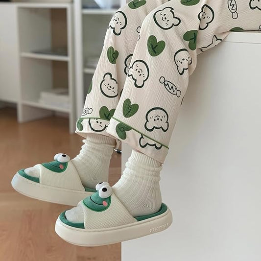 Pantuflas de rana hechas de Lino Ultra Suaves, Cómodas Calentitas