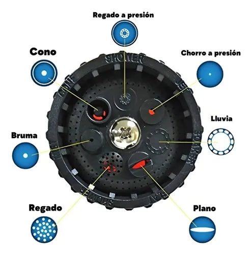 Manguera De Riego Extensible + Pistola Jardín Multifunción Negro
