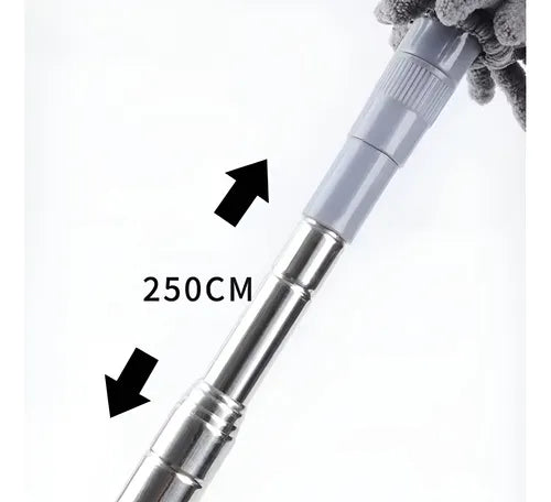 Plumero Extensible Microfibra Para Limpieza 2,5 Mts 3 En 1 Gris Oscuro