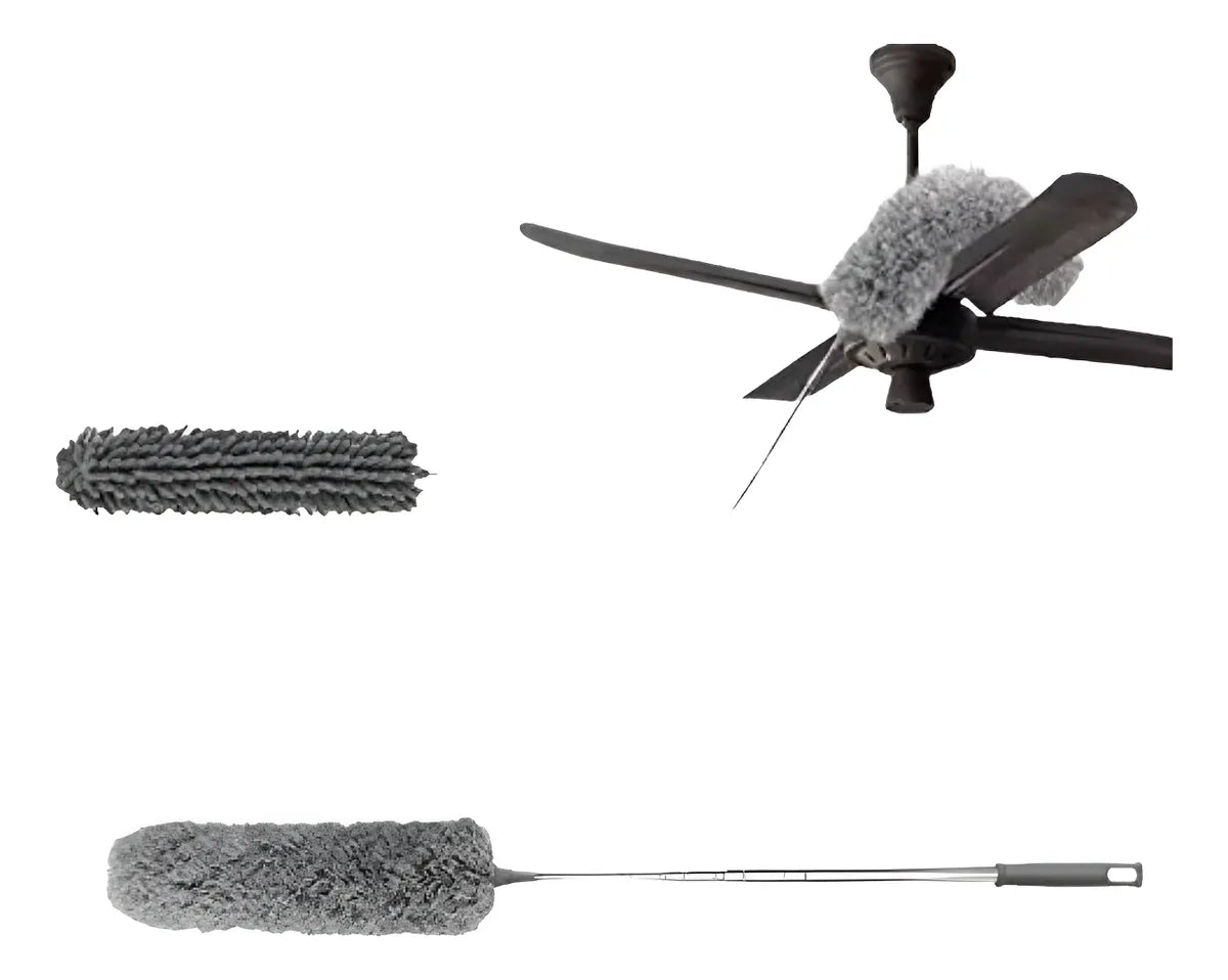 Plumero Extensible Microfibra Para Limpieza 2,5 Mts 3 En 1 Gris Oscuro