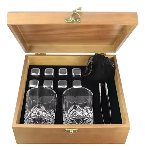 Juego De Vasos De Whisky Con Estuche 8 Rocas Regalo Premium Transparente