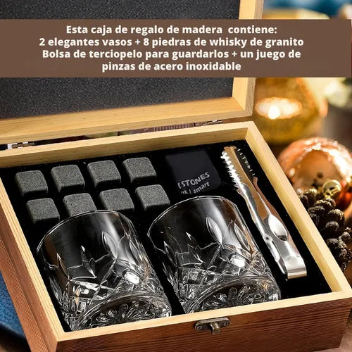Juego De Vasos De Whisky Con Estuche 8 Rocas Regalo Premium Transparente