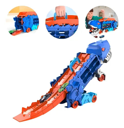 Set Dinosaurio Con Pista Y 2 Autos Juguete Interactivo Niños Multicolor