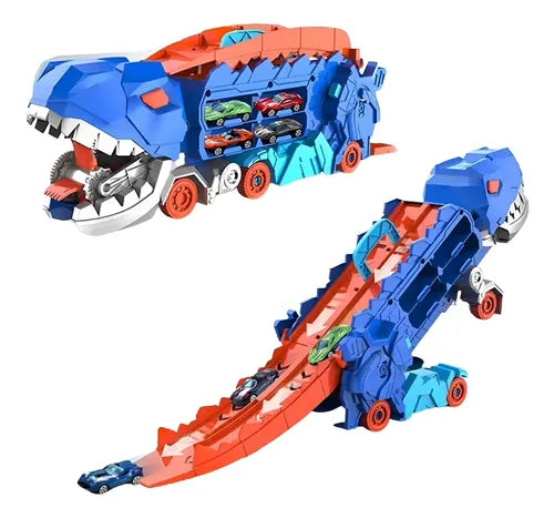 Set Dinosaurio Con Pista Y 2 Autos Juguete Interactivo Niños Multicolor