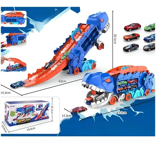 Set Dinosaurio Con Pista Y 2 Autos Juguete Interactivo Niños Multicolor