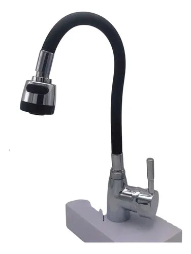 Monocomando Cocina Canilla Flexible Pared Grifo 20cm Negro Mate