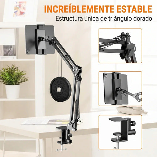 Soporte Plegable Para Tablet De Escritorio Metálico Y Ajusta Gris Oscuro (foto 3)