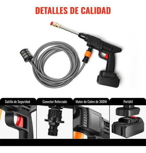 Hidrolavadora A Bateria Portátil Con Espuma Y Accesorios 300 Negro 50 (foto 5)