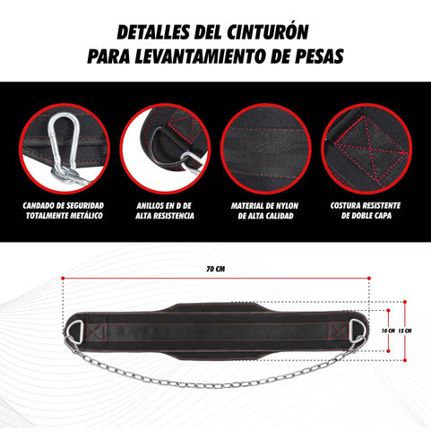 Cinturón Para Pesas Lastre Levantamiento Y Fuerza Peso Negro (foto 4)