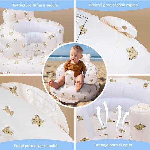 Asiento Inflable Para Bebés De 3 A 36 Meses, Bomba De Aire Beige (foto 4)