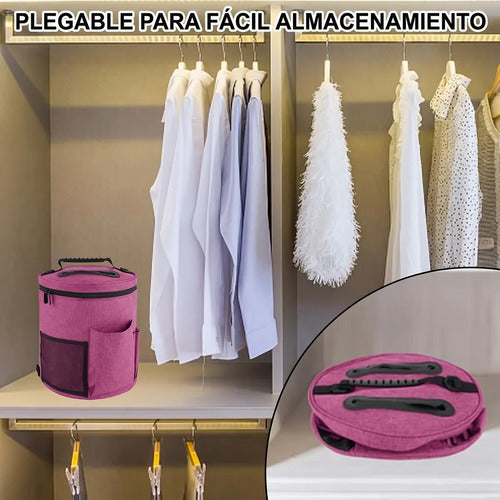 Bolsa Para Almacenar Lana Ovillos Agujas Y Set Crochet Rosa Oscuro (foto 5)