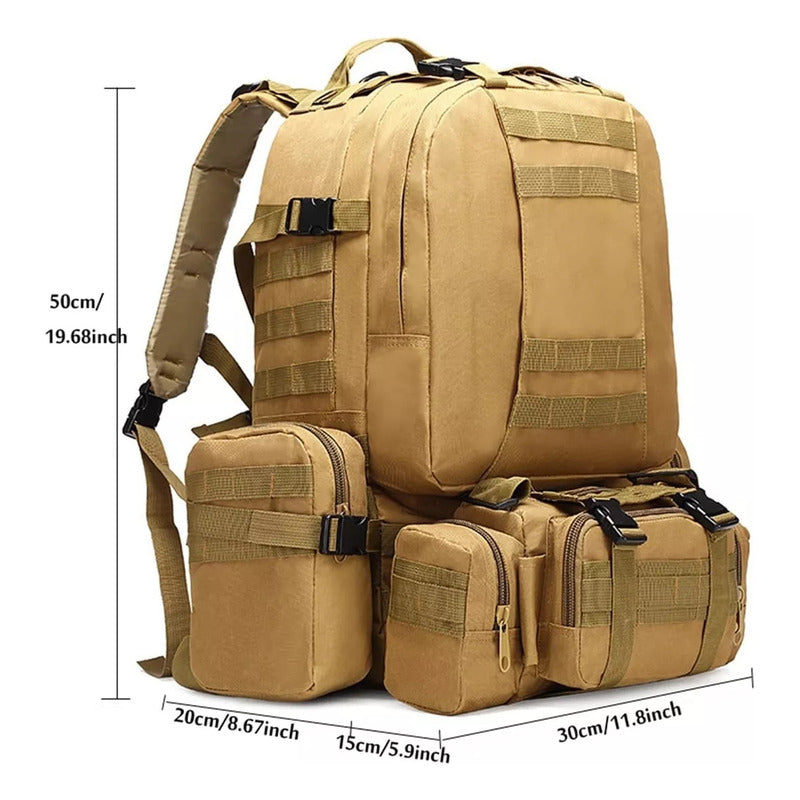 Mochila Táctica Para Hombre Multiuso Con Bolsillos 65l Marrón Claro