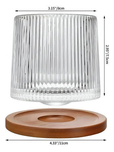 Vaso Vidrio De Whisky Giratorio Con Base De Madera Transparente (foto 2)