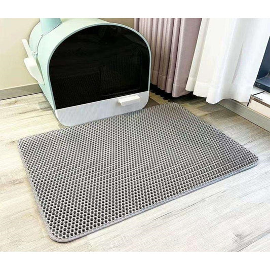 Alfombra Arenero Doble Capa Para Gatos Y Fácil De Limpiar Gris