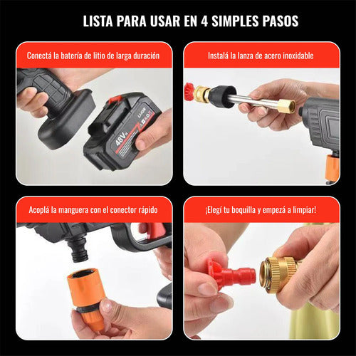 Hidrolavadora A Bateria Portátil Con Espuma Y Accesorios 300 Negro 50 (foto 6)