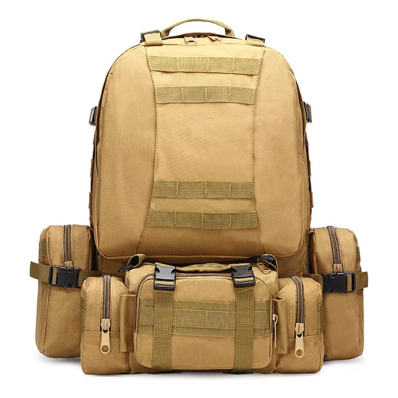 Mochila Táctica Para Hombre Multiuso Con Bolsillos 65l Marrón Claro