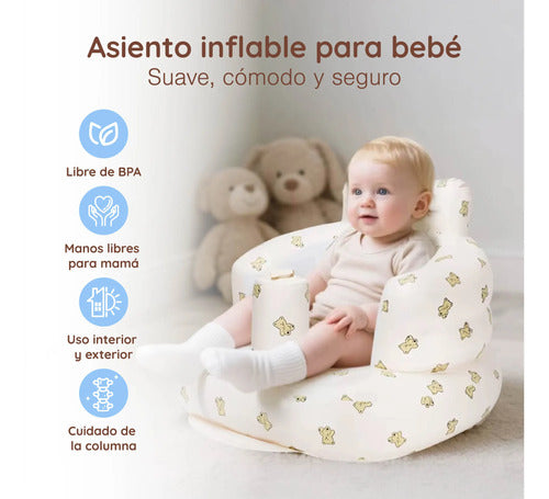 Asiento Inflable Para Bebés De 3 A 36 Meses, Bomba De Aire Beige (foto 2)