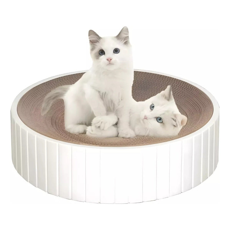 Cama Rascadora De Alta Densidad Para Gatos Cómoda Relajante Blanco