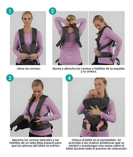 Mochila Portabebé Ergonómico Confortable 4 Posiciones Silla (foto 6)
