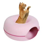 Cama Dona Para Gatos Túnel Fieltro Redondo Interactiva Rosa 50cm X 20cm