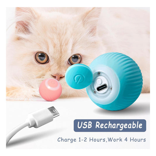 Juguete Inteligente Para Gatos Led, Bola Rodante Automática Cian