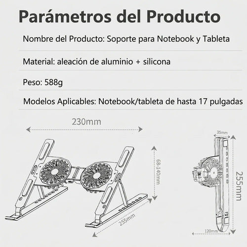 Soporte De Refrigeración Para Computadora Con Ventilador (foto 2)
