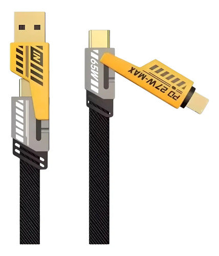 Cable Usb 4 En 1 Tipo C 1 Metro Lightning iPhone Negro (foto 1)