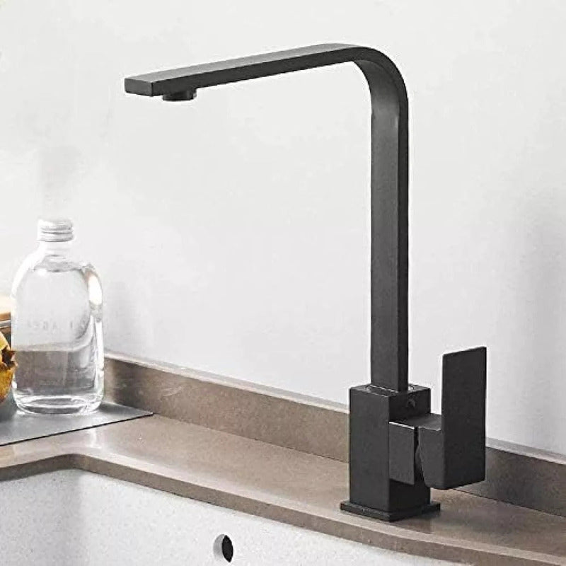 Grifo De Cocina Giratorio 100% Acero Inoxidable Negro