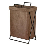 Cesta De Lavandería Con Marco De Acero, Resistente Y Útil Marrón Liso