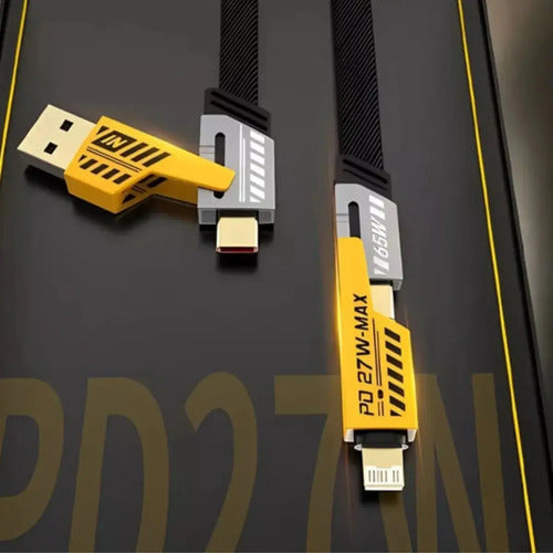 Cable Usb 4 En 1 Tipo C 1 Metro Lightning iPhone Negro (foto 4)