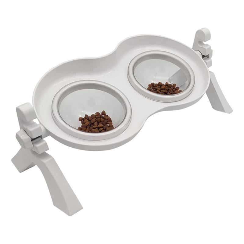 Doble Comedero Elevado Para Mascotas Perros Y Gatos Blanco