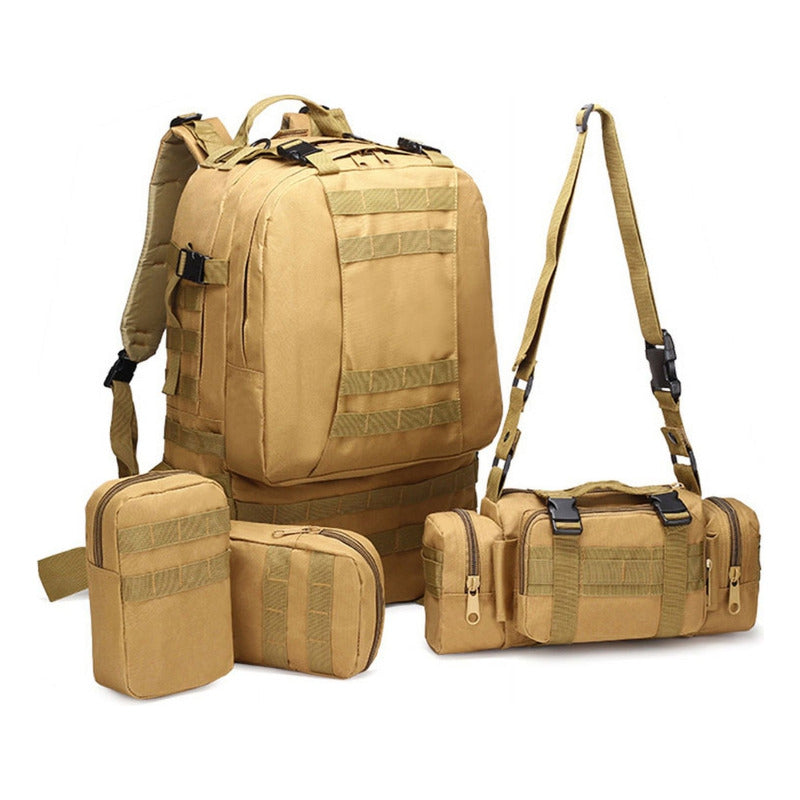 Mochila Táctica Para Hombre Multiuso Con Bolsillos 65l Marrón Claro