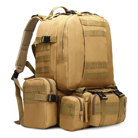 Mochila Táctica Para Hombre Multiuso Con Bolsillos 65l Marrón Claro
