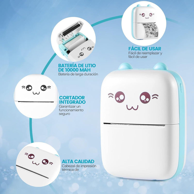 Mini Impresora Térmica Portátil Bluetooth + 5 Rollos