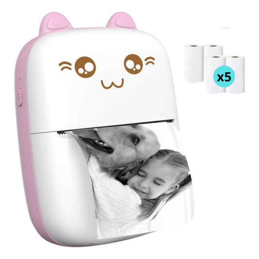 Mini Impresora Térmica Portátil Bluetooth + 5 Rollos