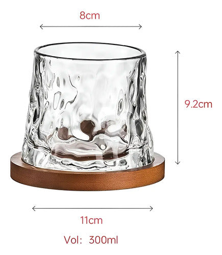 Vaso De Cristal Para Whisky Giratorio Con Base De Madera Transparente (foto 3)