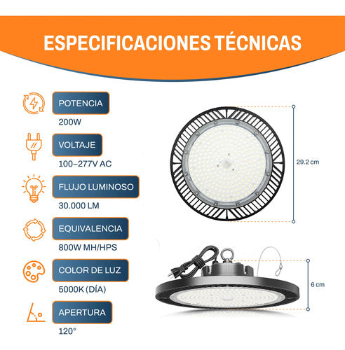 Lámpara Ufo Led 200w Deposito Galpón Industrial (foto 2)
