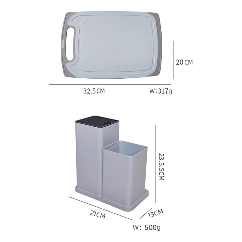 Set De Cocina 19 Piezas Silicona Y Madera Con Balde Organiza