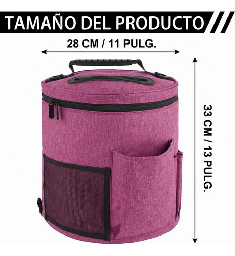 Bolsa Para Almacenar Lana Ovillos Agujas Y Set Crochet Rosa Oscuro (foto 3)