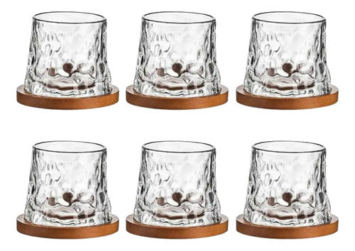 Vaso De Cristal Para Whisky Giratorio Con Base De Madera Transparente (foto 4)