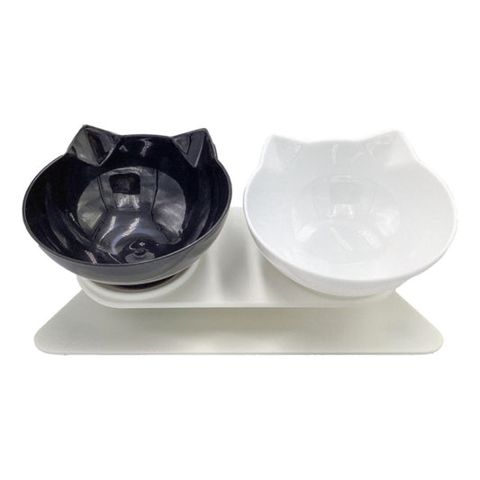 Cuencos Antideslizantes Elevados Para Gatos Y Perros Blanco Y Negro