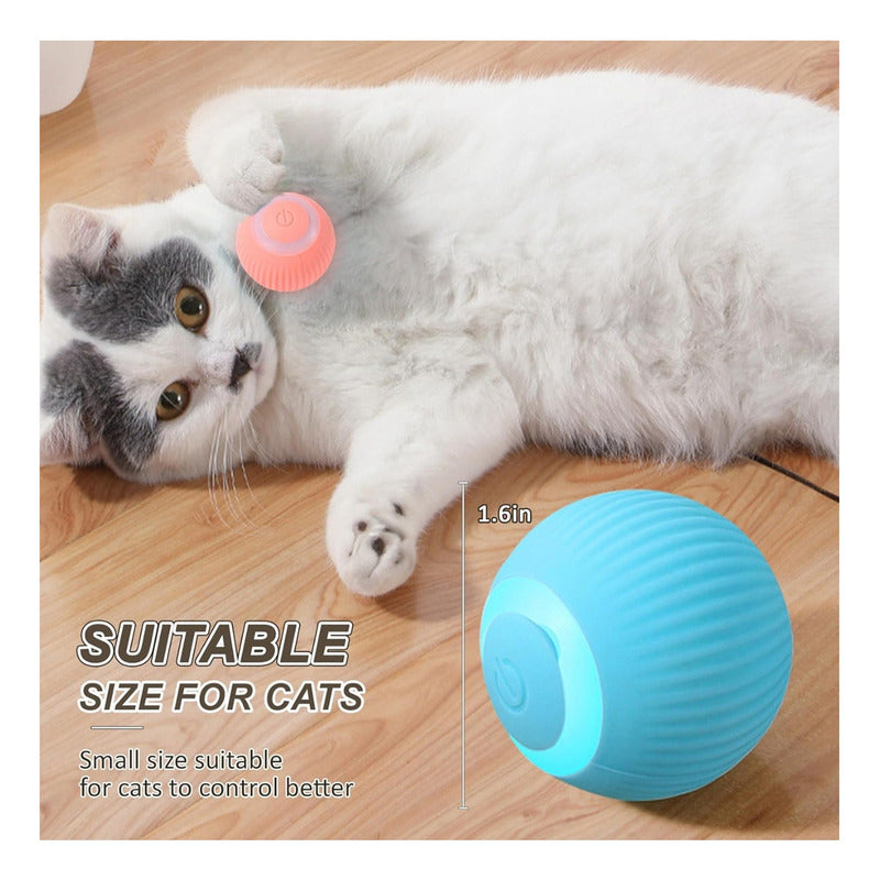 Juguete Inteligente Para Gatos Led, Bola Rodante Automática Cian
