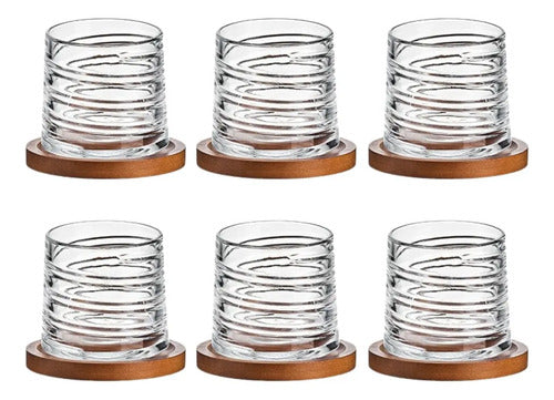 Vaso De Whisky Cristal Giratorio 360° Con Base Madera 300 Ml Transparente (foto 4)