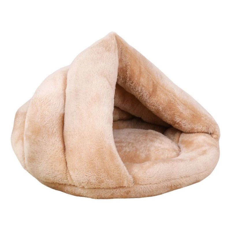 Cama Cueva Para Mascotas, Cueva De Forro Polar Cálido Beige