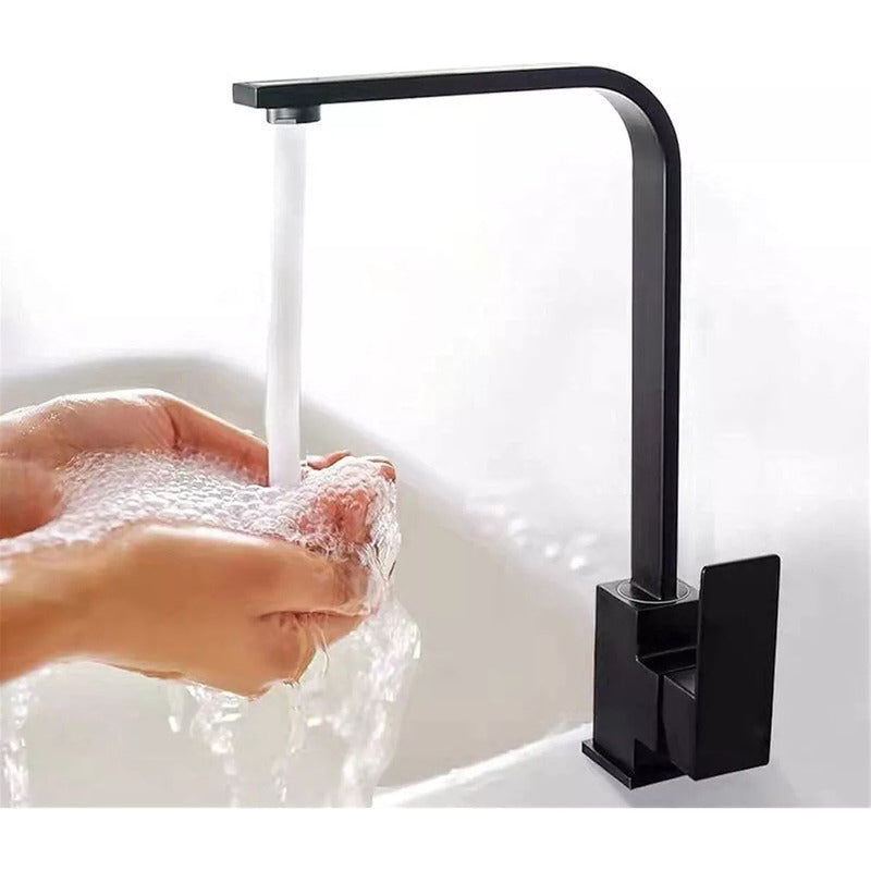 Grifo De Cocina Giratorio 100% Acero Inoxidable Negro