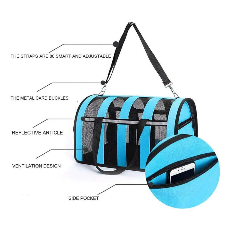 Bolso Para Mascotas Portátil Y Practica Azul