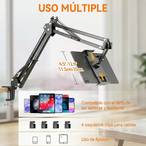 Soporte Plegable Para Tablet De Escritorio Metálico Y Ajusta Gris Oscuro (foto 6)
